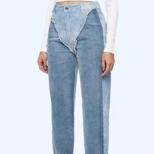 Manière de Voir Two Toned Marbled Mom Jeans Size 8 Patchwork Designer Jean